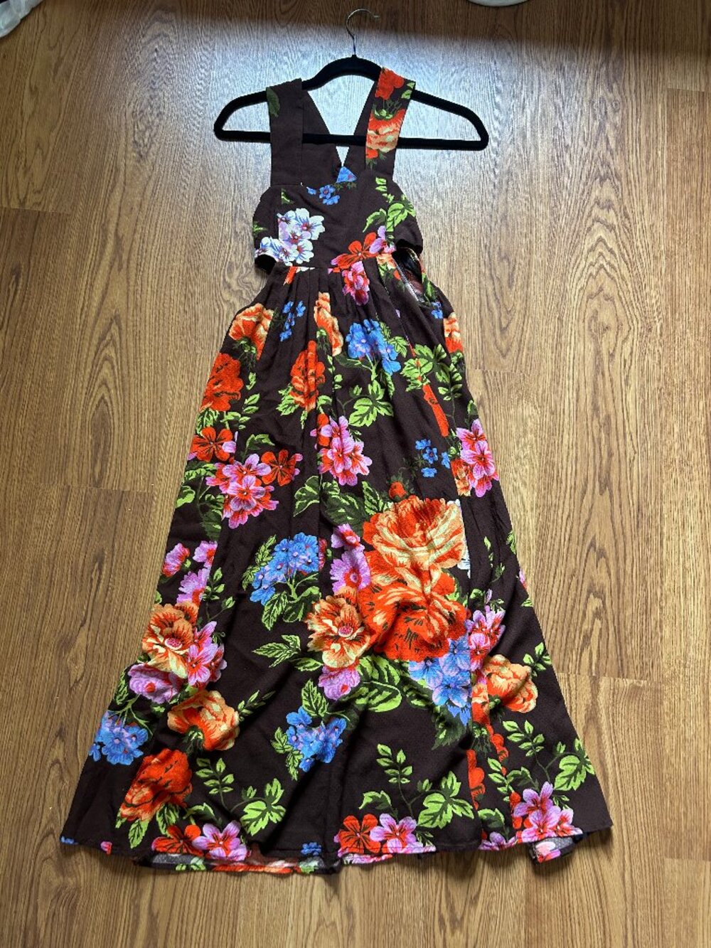 Anthropologie Long Floral Dress with Cutouts